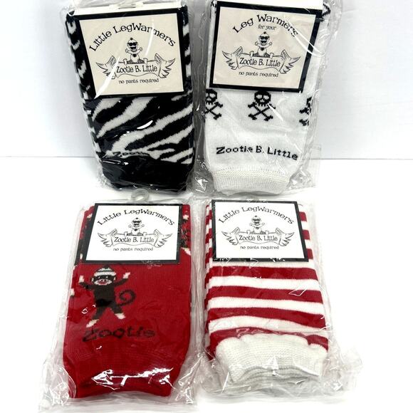 Zootie B. Little Leg Warmers Baby & Toddler Lot of 4 NEW Black White Red - Picture 1 of 8